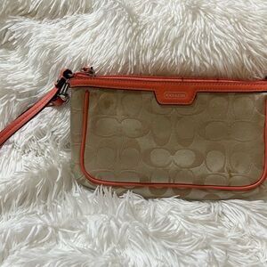 Coach Tan and Orange Signature Wallet